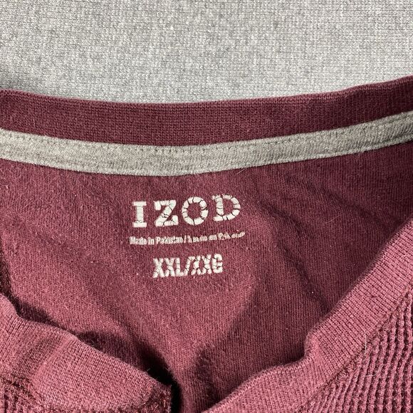 IZOD Mens Medium Thermal Waffle Knit Pullover Size XXL Burgundy - Picture 3 of 3